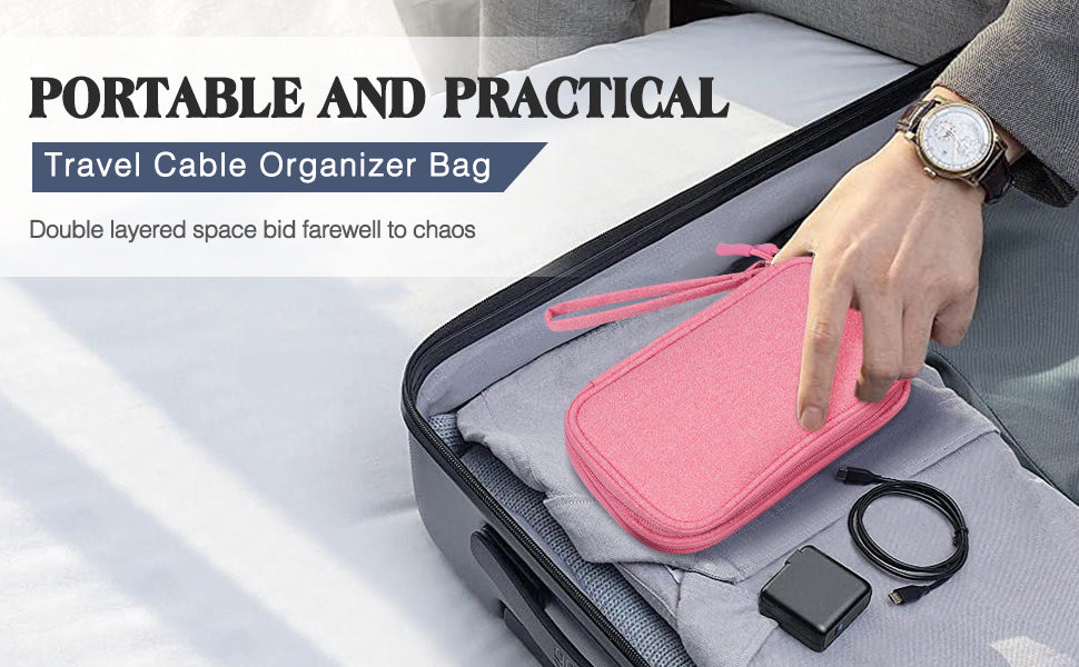 🎒 Stay Organized on the Go - ✨Waterproof Data Cable Storage Bag