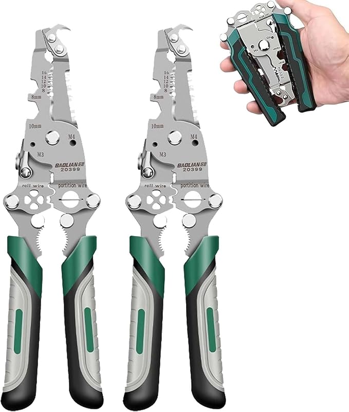 1pc Industrial Grade Foldable Wire Stripper, Durable High Carbon Steel Multi-Functional Tool for Cutting, Crimping, Stripping