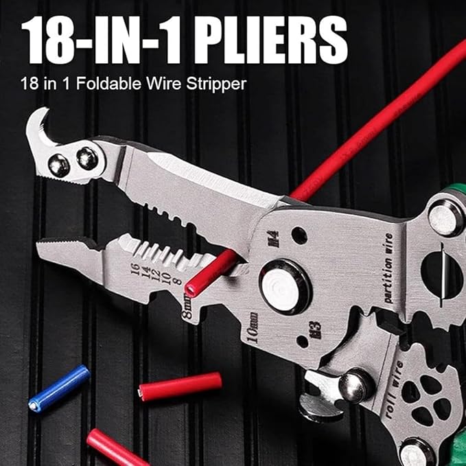 1pc Industrial Grade Foldable Wire Stripper, Durable High Carbon Steel Multi-Functional Tool for Cutting, Crimping, Stripping