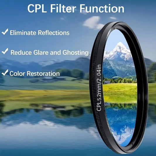Phone Lens CPL Polarizer Filter - Clip-on Phone CPL Polarizer Filter Lens | Multi-Coated Glass Clip-on Circular Polarizer Lens Filter | CPL Filter | Circular Lens Filter Clip-On 52mm Polarizing Filter