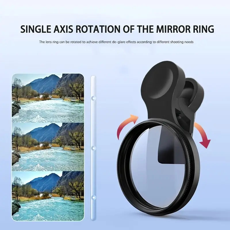 Phone Lens CPL Polarizer Filter - Clip-on Phone CPL Polarizer Filter Lens | Multi-Coated Glass Clip-on Circular Polarizer Lens Filter | CPL Filter | Circular Lens Filter Clip-On 52mm Polarizing Filter