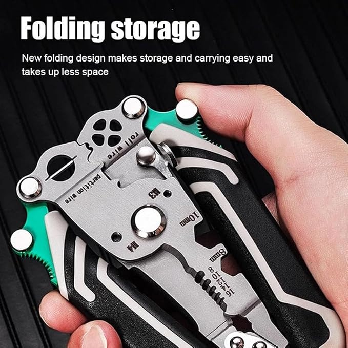 1pc Industrial Grade Foldable Wire Stripper, Durable High Carbon Steel Multi-Functional Tool for Cutting, Crimping, Stripping