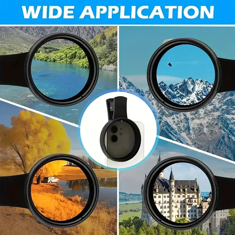 Phone Lens CPL Polarizer Filter - Clip-on Phone CPL Polarizer Filter Lens | Multi-Coated Glass Clip-on Circular Polarizer Lens Filter | CPL Filter | Circular Lens Filter Clip-On 52mm Polarizing Filter